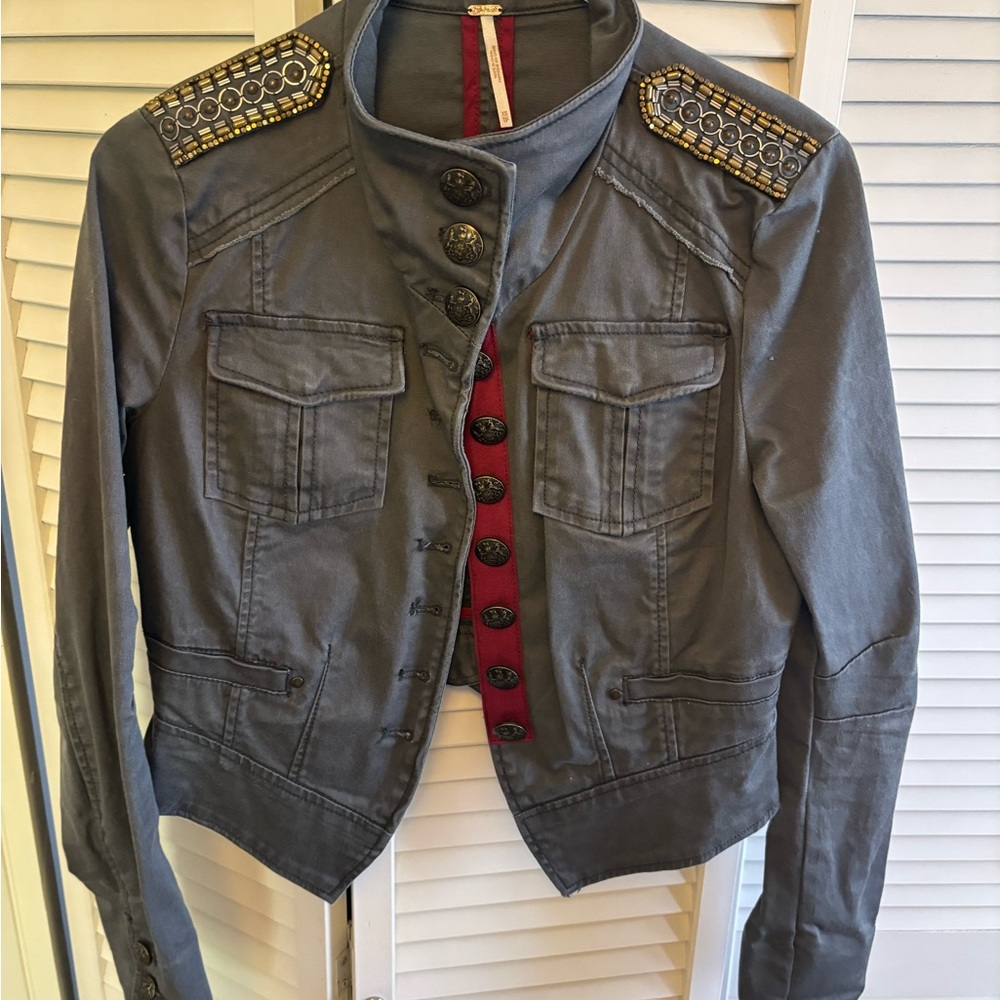 Stylish Gray Military Jacket